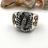 خاتم رجالي تركي يدوي من الفضة الإسترلينية 925 على طراز العثماني بشكل عقرب مع حجر الفيروز