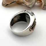 خاتم رجالي تركي يدوي من الفضة الإسترلينية 925 على طراز العثماني بشكل عقرب مع حجر الفيروز