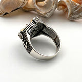 خاتم رجالي تركي مصنوع يدويًا من الفضة الإسترلينية 925 مع حجر الفيروز - هدية فريدة له