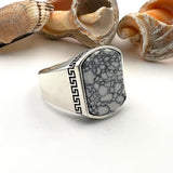 Authentic Turkish Handmade Men's Turquoise Sterling Silver Ring - Ottoman Style 925 Silver Gift