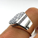 Authentic Turkish Handmade Men's Turquoise Sterling Silver Ring - Ottoman Style 925 Silver Gift