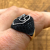 Distinctive Men's Helmet Ring | Handcrafted 925 Sterling Silver & Black Onyx