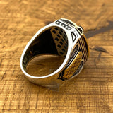 Men's Authentic Turkish Ottoman Style Aquamarine 925 Sterling Silver Ring