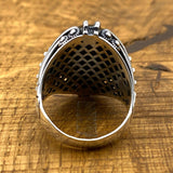 Handmade Men's 925 Sterling Silver Yemeni Aqeeq Tiger's Eye Ottoman Ring