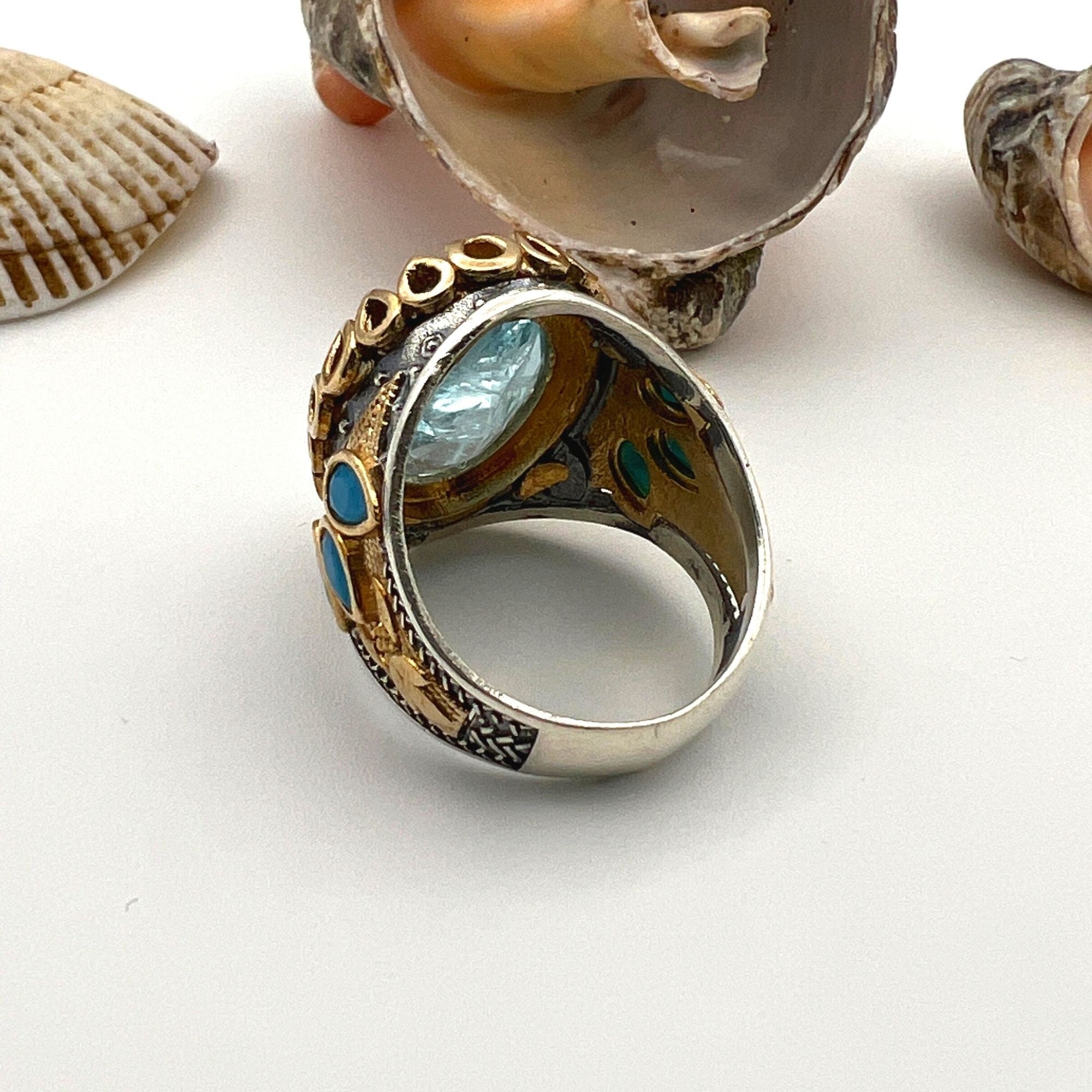 Herenring met toermalijn paraïbasteen