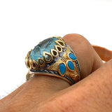 Herenring met toermalijn paraïbasteen