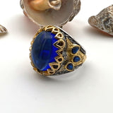 Men's Yemeni Aqeeq Stone Blue Agate Ring