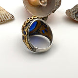 Men's Yemeni Aqeeq Stone Blue Agate Ring