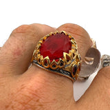Men's Red Tourmaline Paraiba Stone Ring