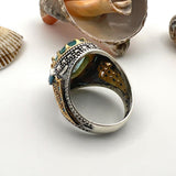 Men's Aquamarine Stone 925 Sterling Silver Ring