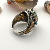 Men's Aquamarine Stone 925 Sterling Silver Ring