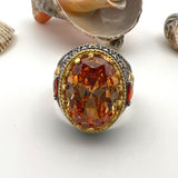 Citrine Stone Silver Unisex Ring
