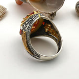 Citrine Stone Silver Unisex Ring