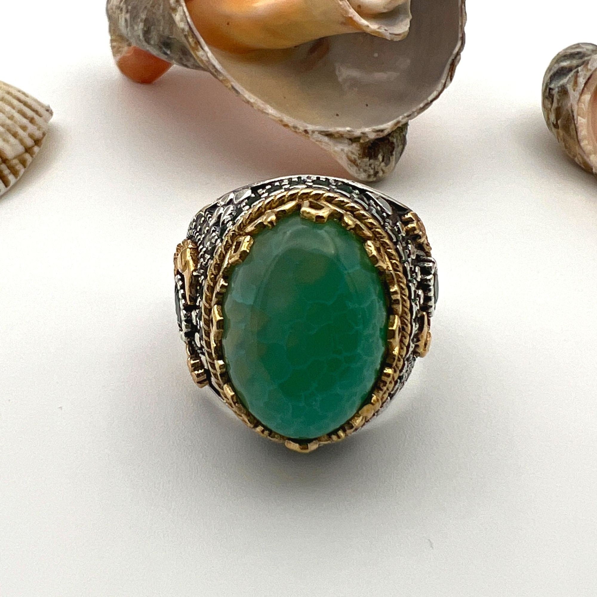 Men's Green Tourmaline Paraiba Stone Ring