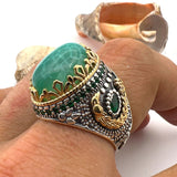 Men's Green Tourmaline Paraiba Stone Ring