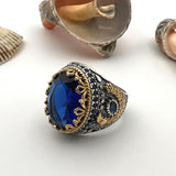 Men's Sapphire Stone Blue 925 Sterling Silver Ring