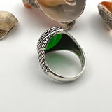 Men's Green Zircon Stone Silver Ring