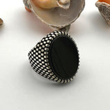 Artisan Turkish Sterling Silver Men's Black Onyx Ring - Handcrafted Statement Jewelry Gift