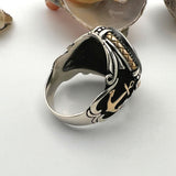 Bague Ancre en Pierre de Zircon Blanc Fait Main pour Homme