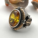 Yellow Citrine Stone Men's Ring
