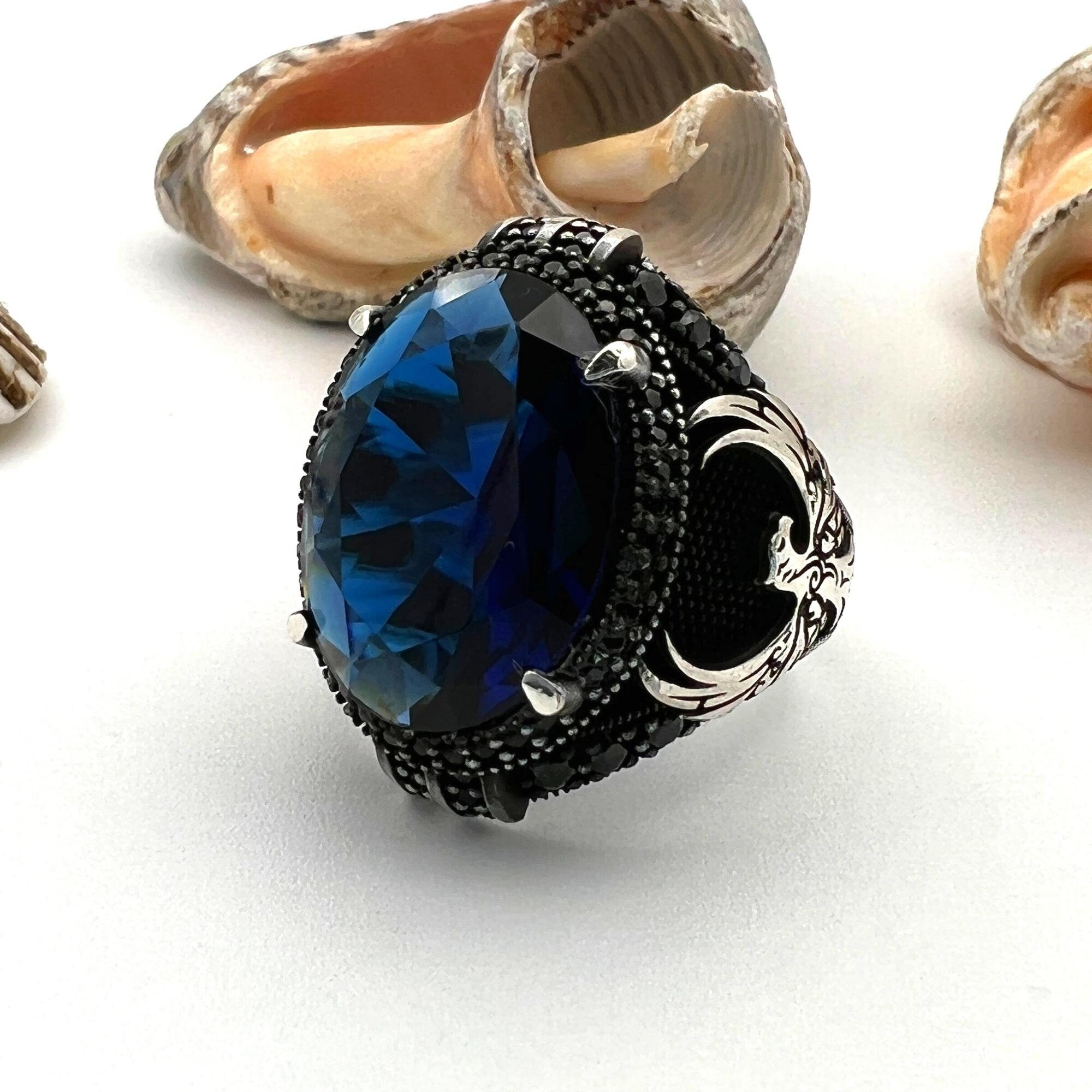 Men's Sapphire Stone Blue 925 Sterling Silver Ring