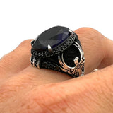 Men's Sapphire Stone Blue 925 Sterling Silver Ring