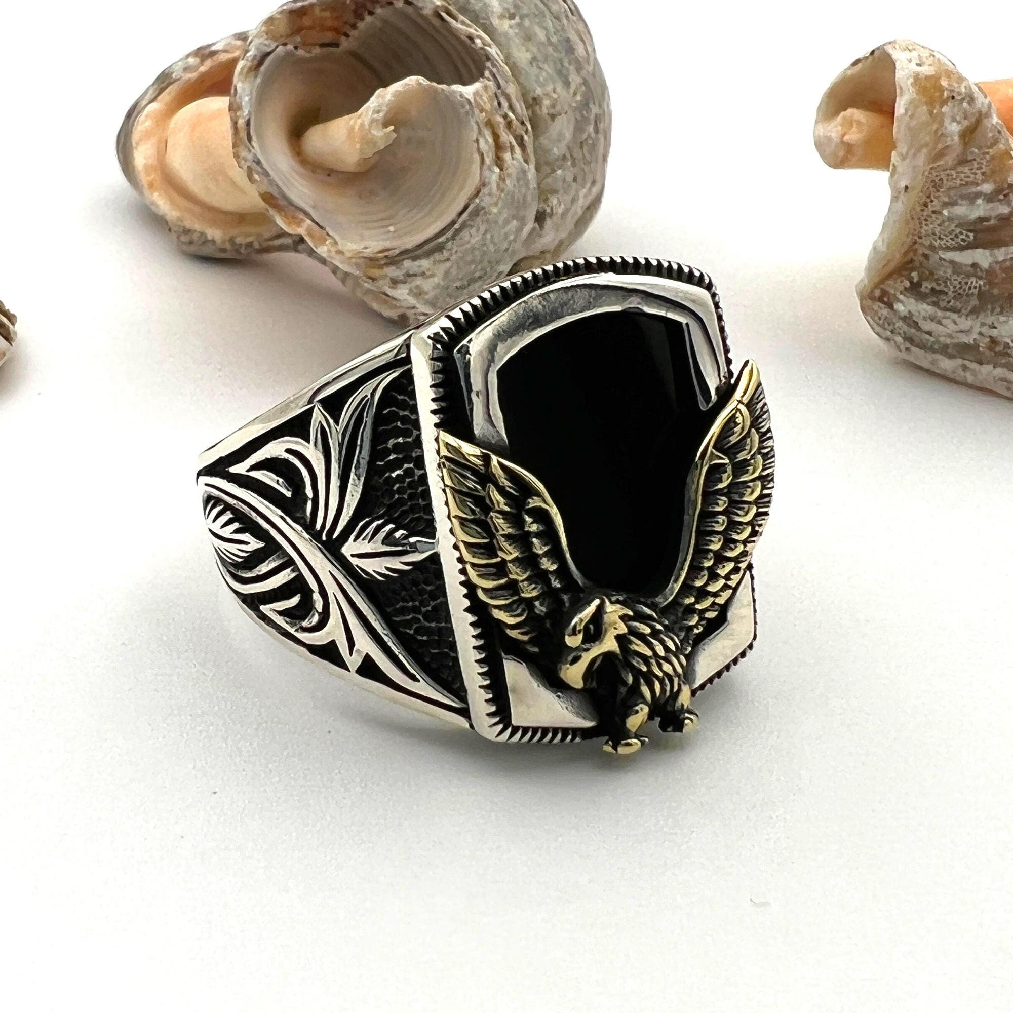 Men's Premium 925 Sterling Silver Black Onyx Ring - Turkish Handcrafted Jewelry Gift for Him