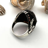 Men's Handmade Sterling Silver Ruby Eagle Ottoman Statement Ring
