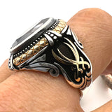 خاتم فضة يدوي بحجر روبي أحمر