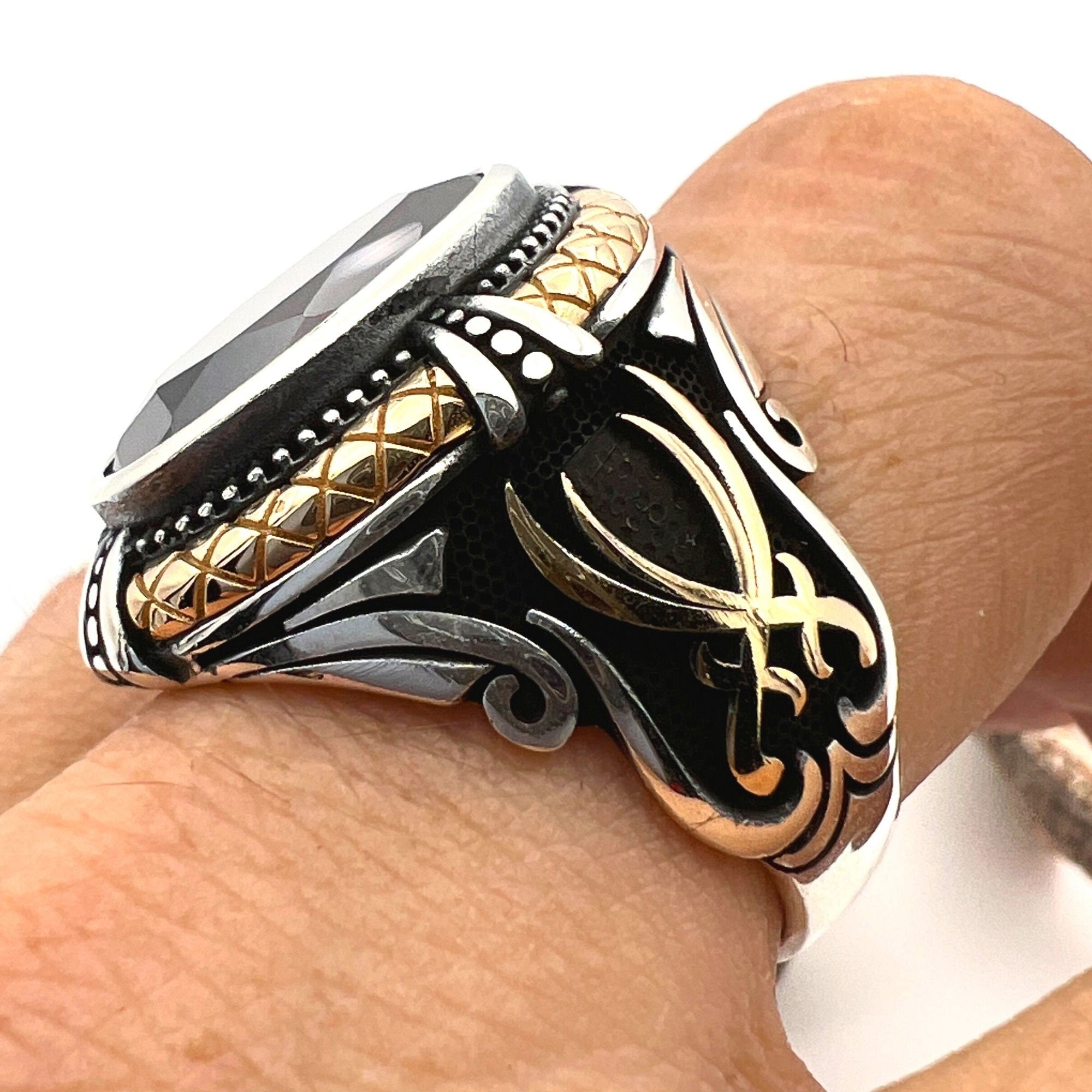 خاتم فضة يدوي بحجر روبي أحمر