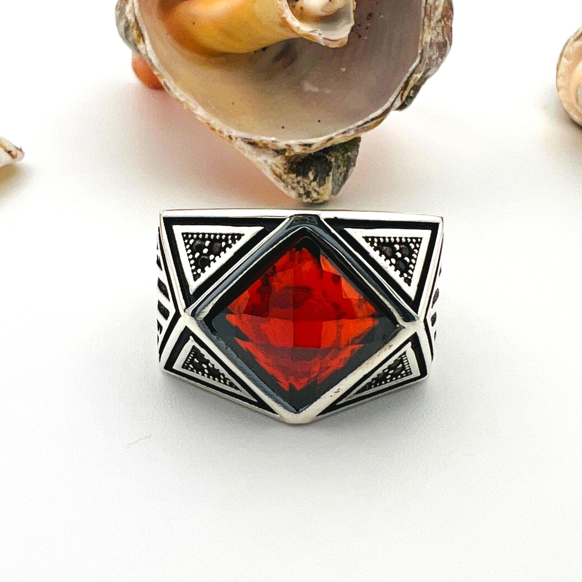 Red Ruby Stone Men's Ring