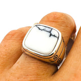 Men's White Turquoise Gemstone Silver Ring
