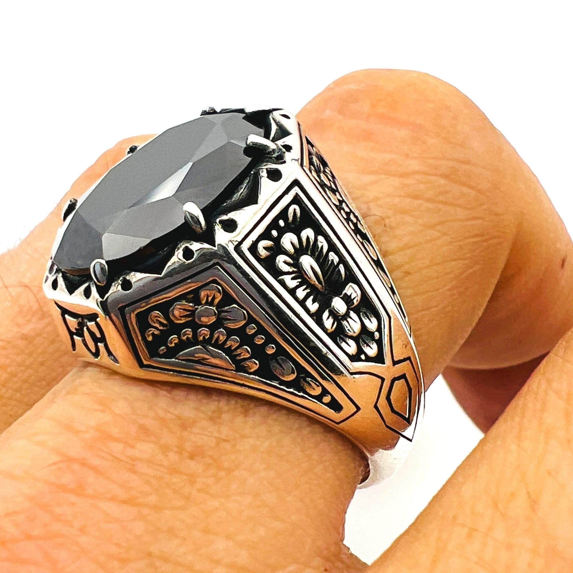 Black Onyx Stone Men's Ring
