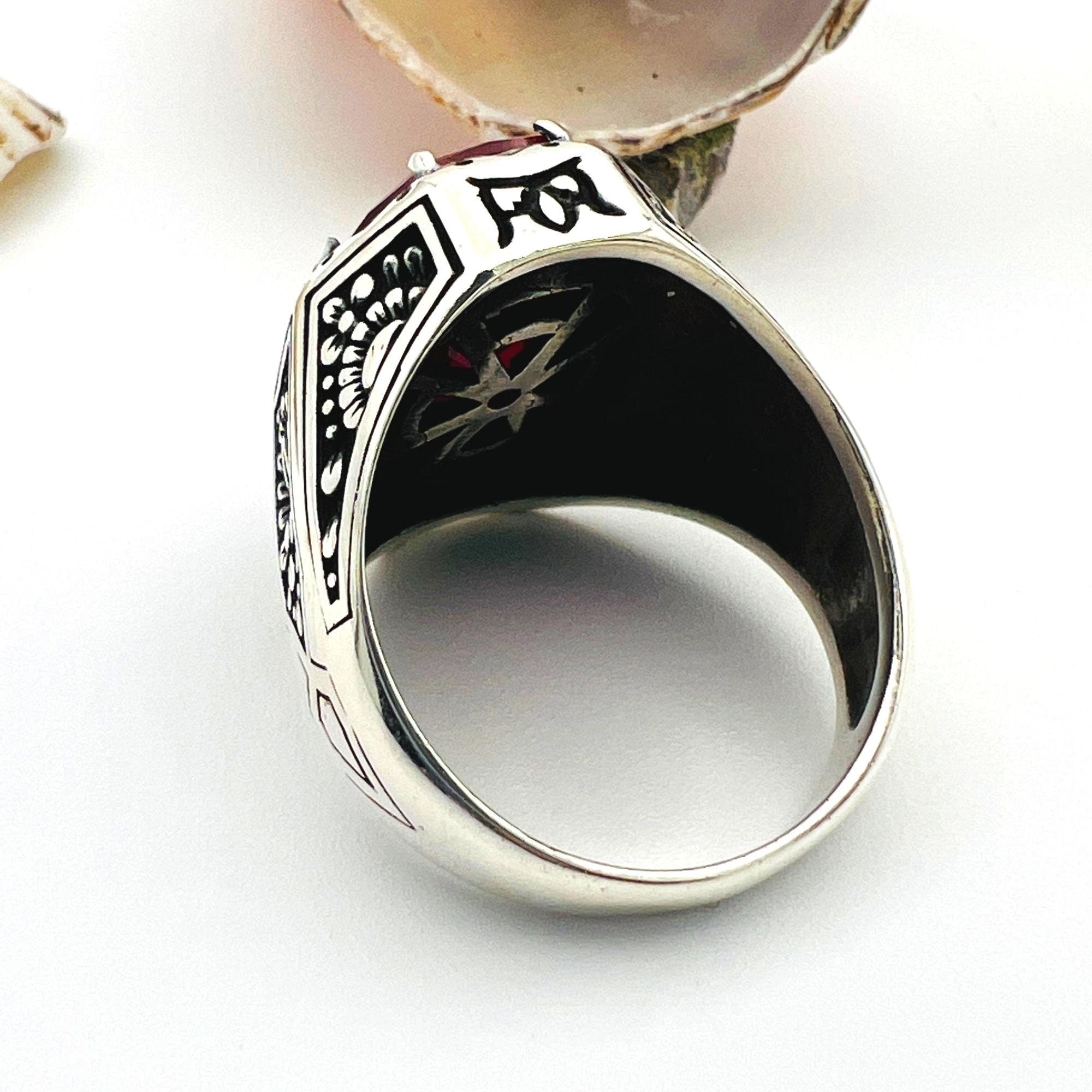 Red Zircon Stone Men's Ring