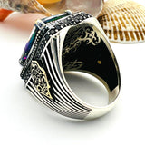 Blue Tourmaline Stone Men's Ring