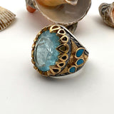 Herenring met toermalijn paraïbasteen