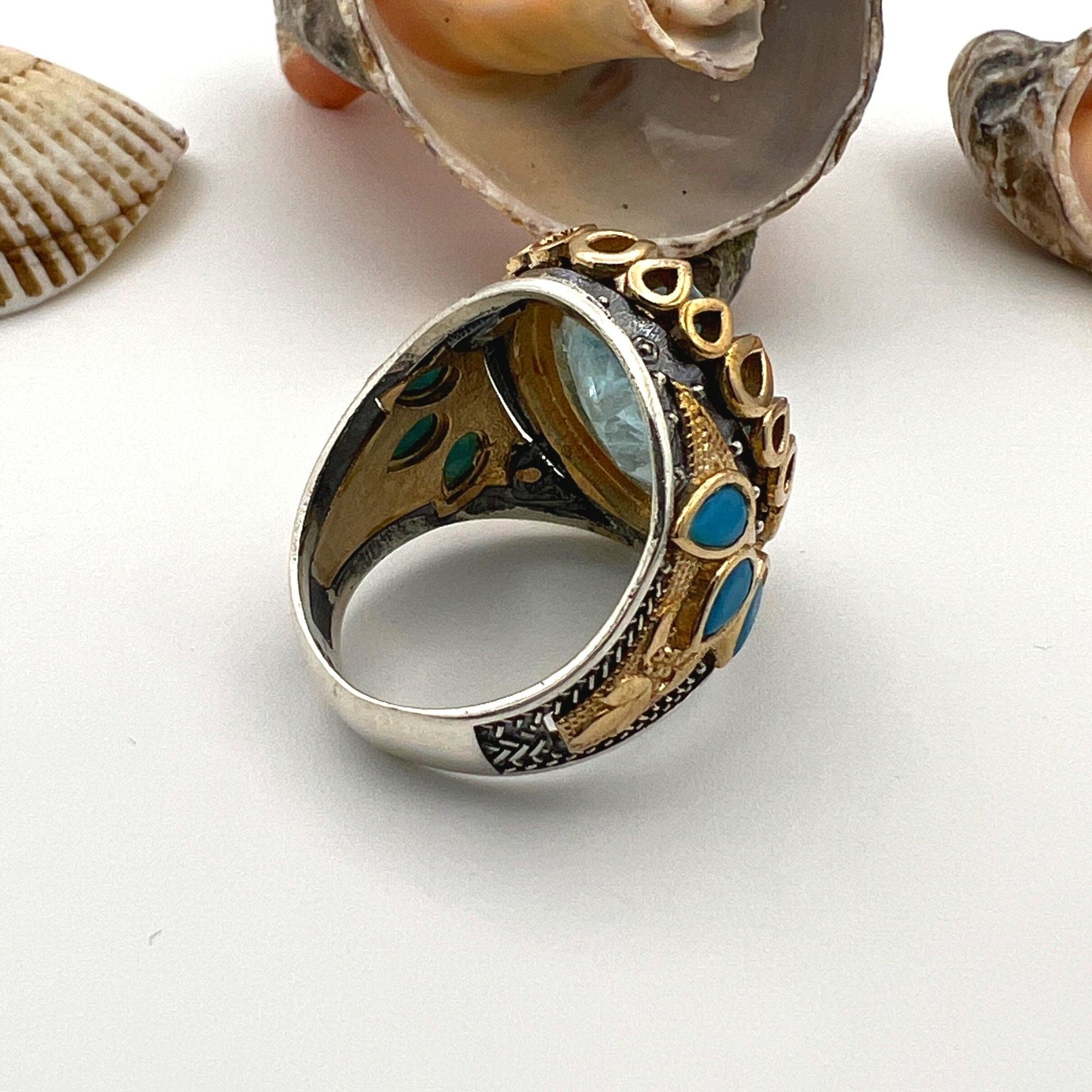 Herenring met toermalijn paraïbasteen