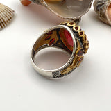 Men's Red Tourmaline Paraiba Stone Ring