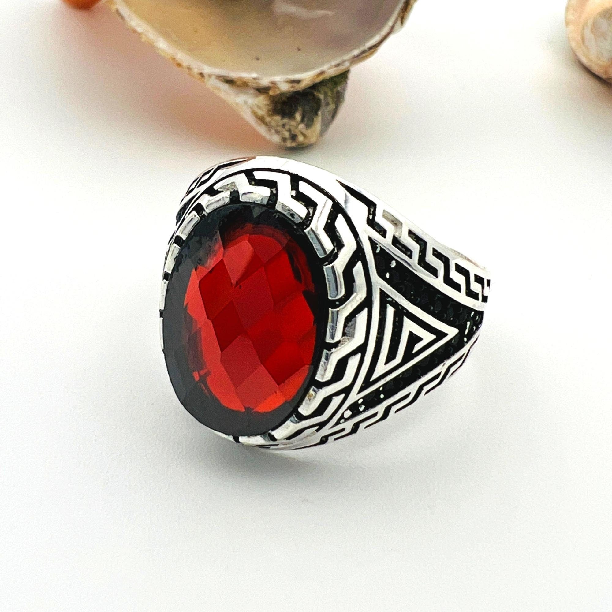 Men's Red Ruby Stone Ring