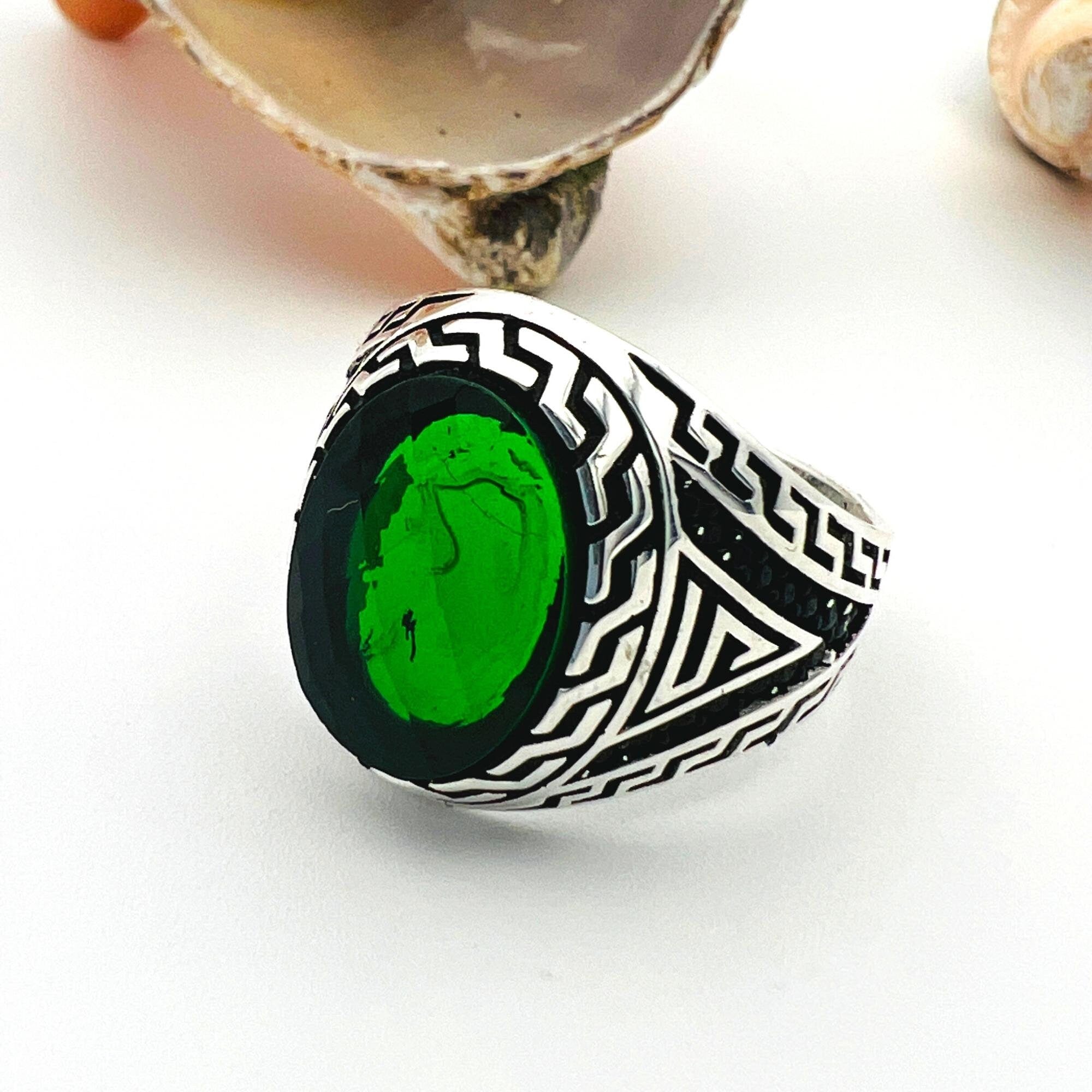 Men's Green Emerald Stone Ring