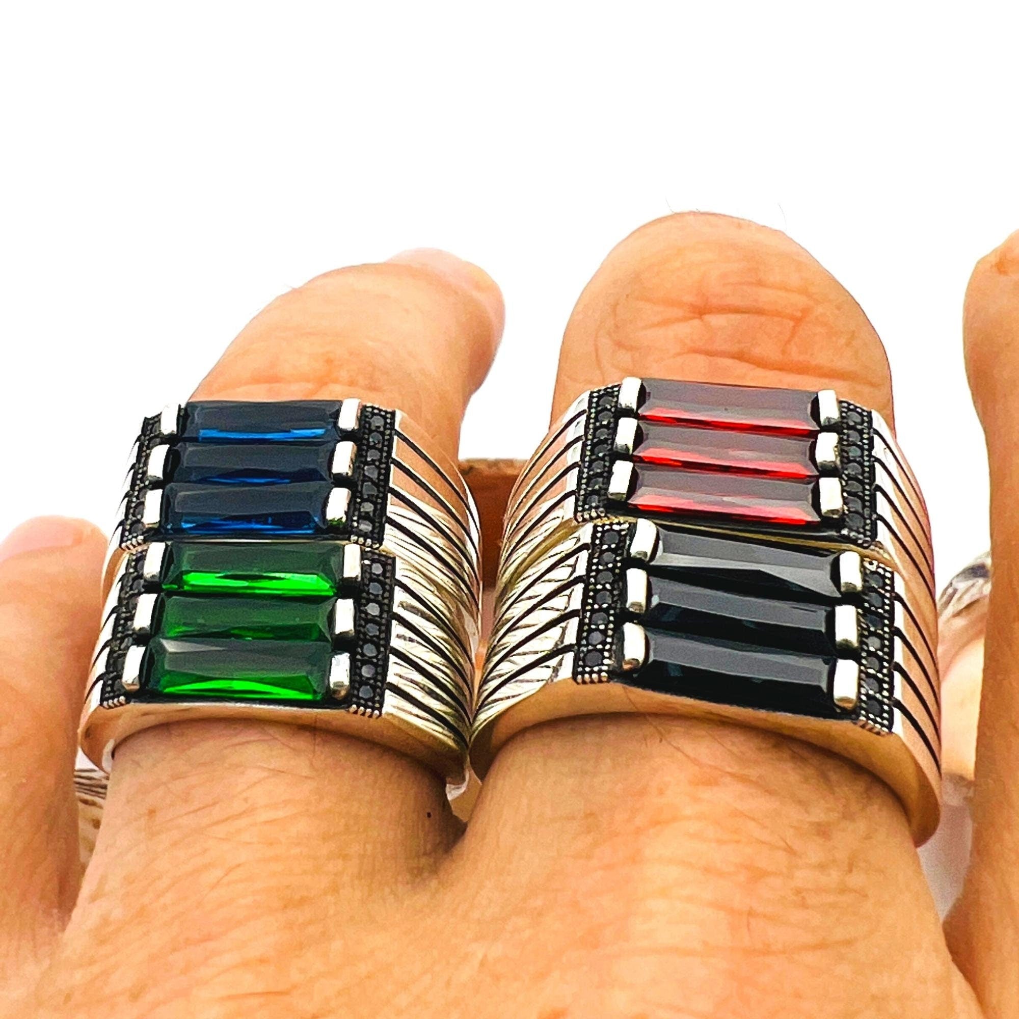 خاتم فضة استرليني 925 للرجال مصنوع يدوياً بحجر الياقوت الأحمر الطبيعي | مجوهرات الأحجار الكريمة الطبيعية