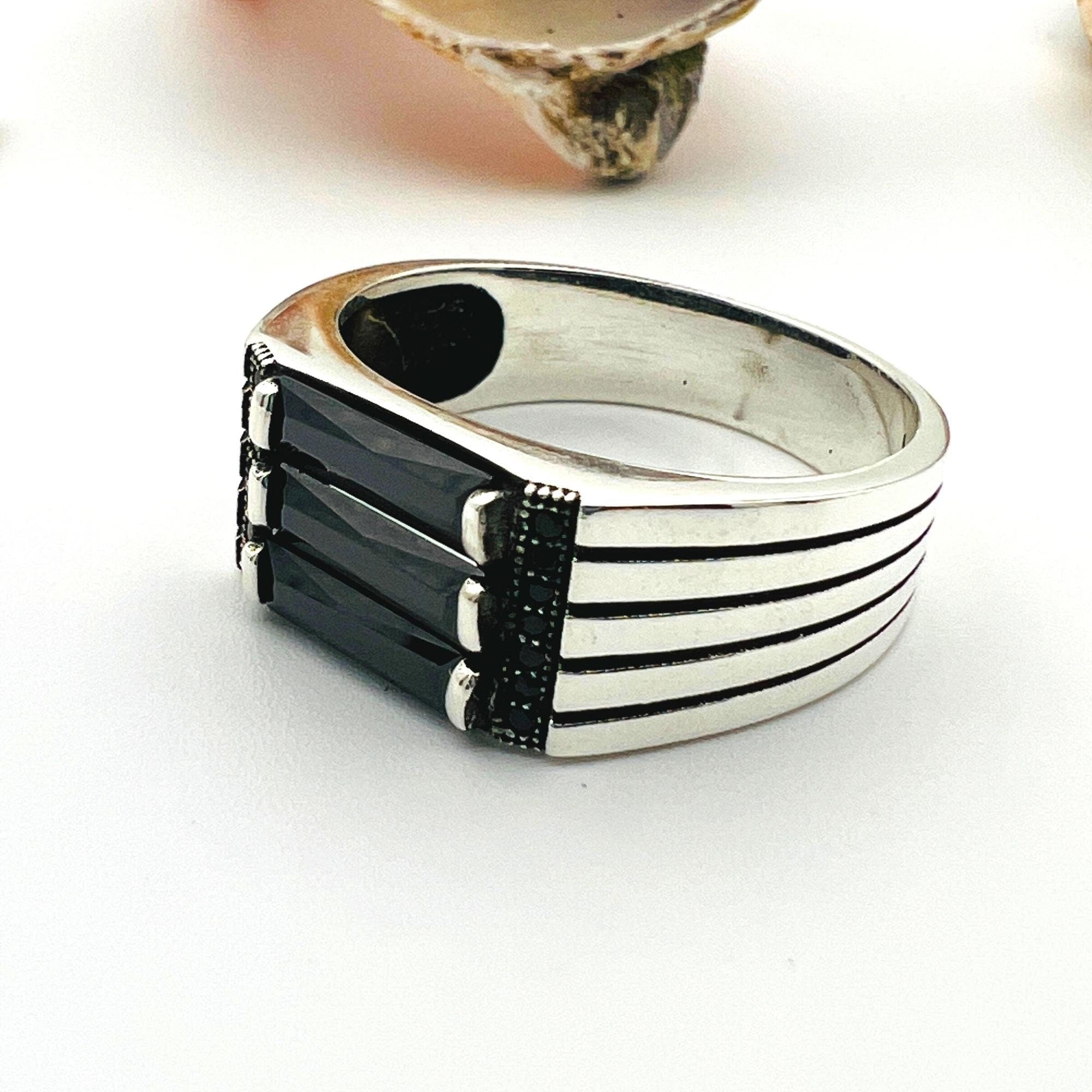 Men's Handmade 925 Sterling Silver Black Onyx Ring