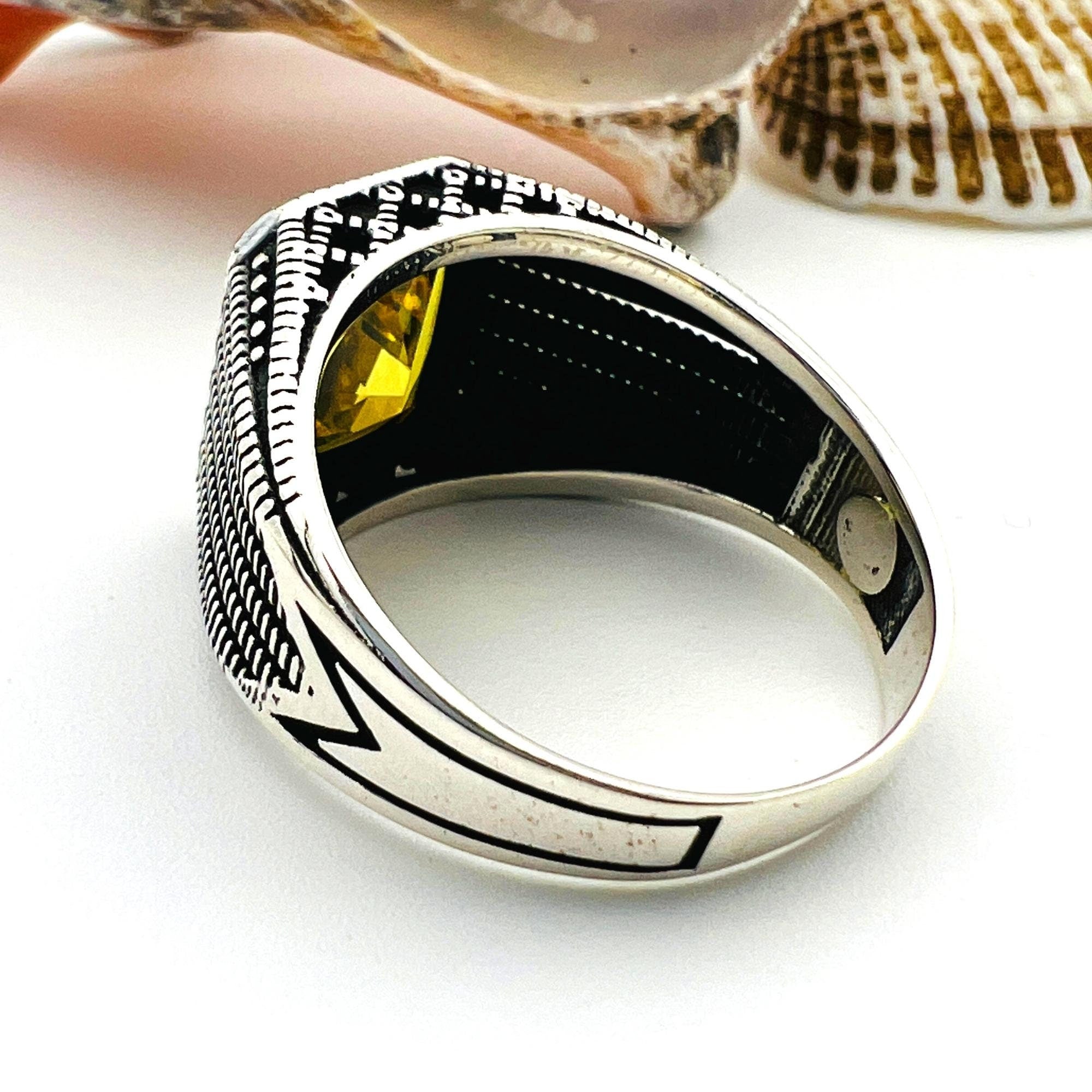 Citrine Silver Men's Ring