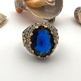 Men's Blue Sapphire Stone 925 Sterling Silver Ring