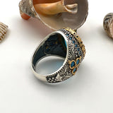 Men's Aquamarine Stone Blue Oval Ring