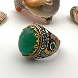 Men's Green Tourmaline Paraiba Stone Ring