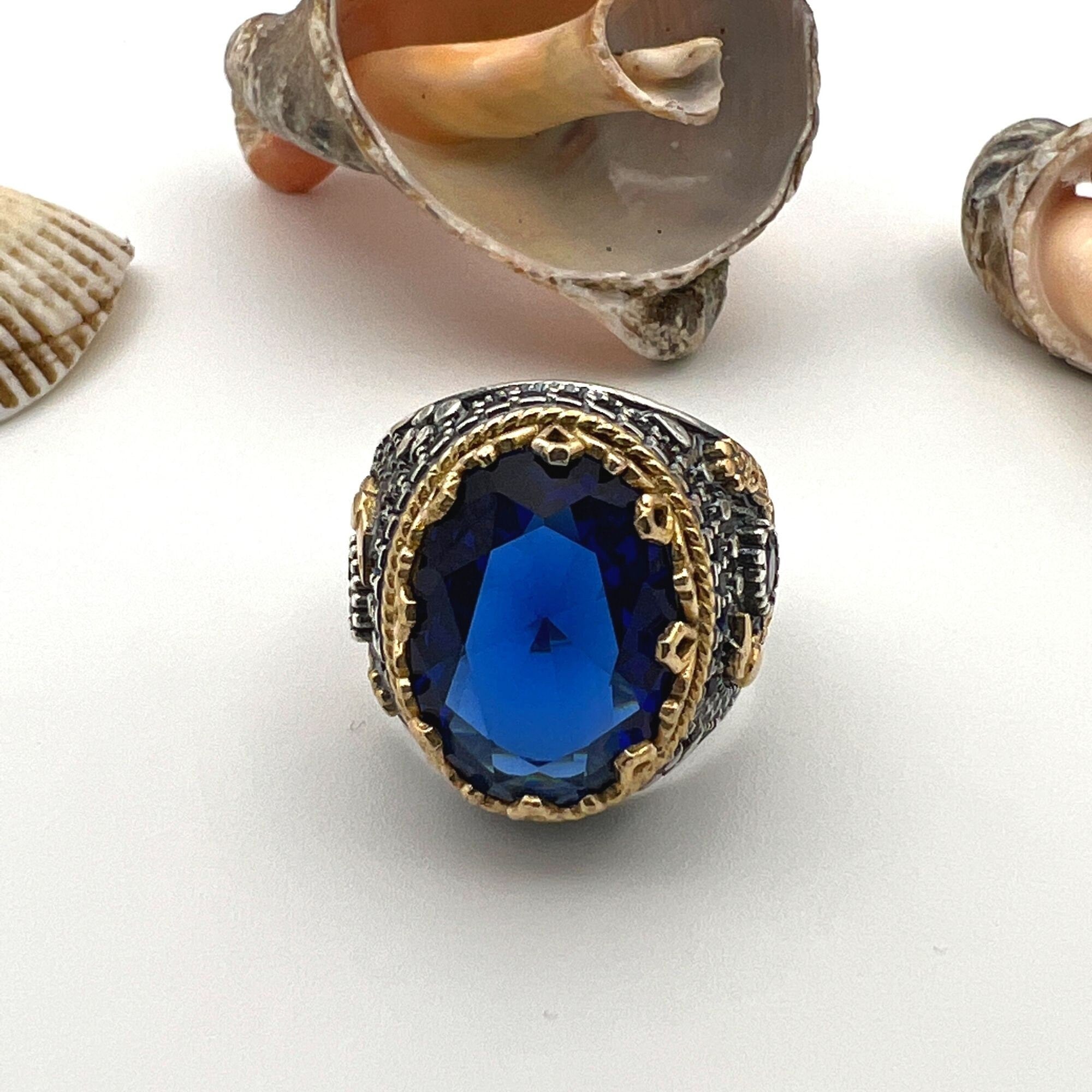 Men's Sapphire Stone Blue 925 Sterling Silver Ring