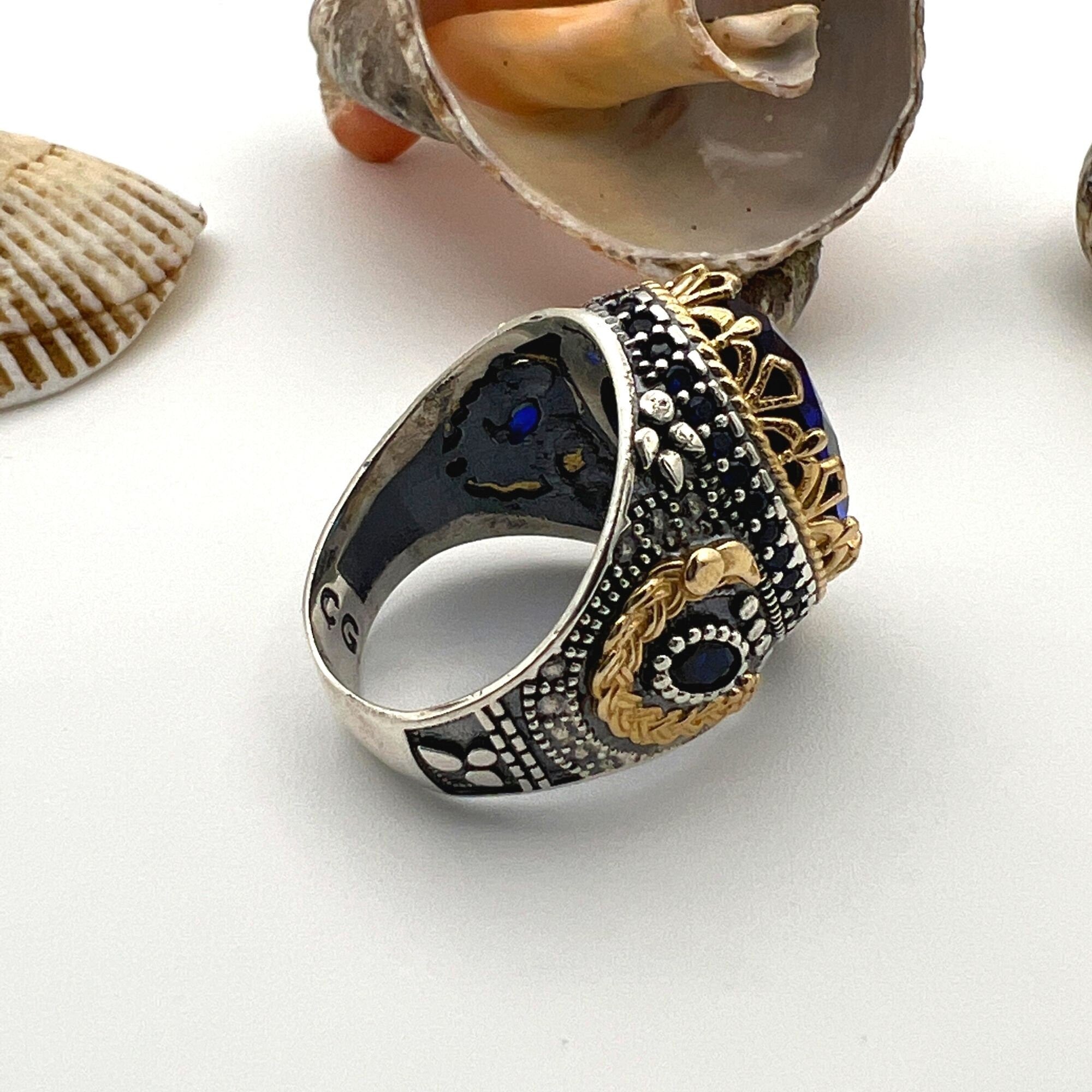 Men's Sapphire Stone Blue 925 Sterling Silver Ring