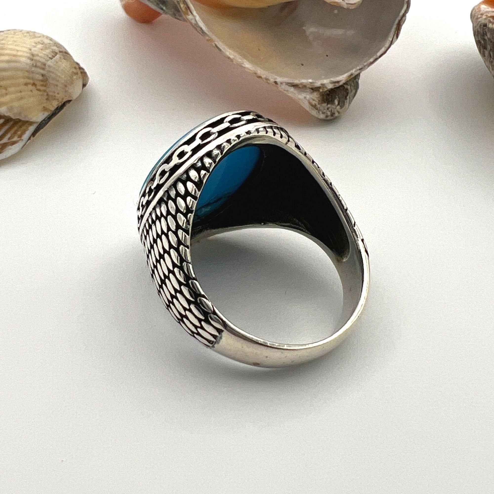 Men's Turquoise Stone Handmade Silver Ring