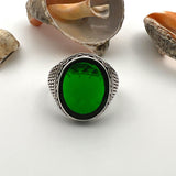 Men's Green Zircon Stone Silver Ring